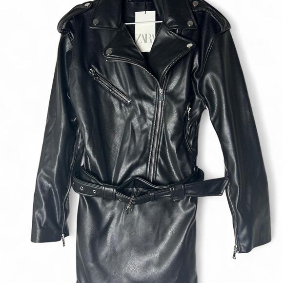 Zara nwt faux leather biker moto jacket - Picture 1 of 8
